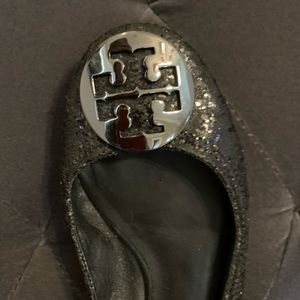 Tory Burch black glitter flats